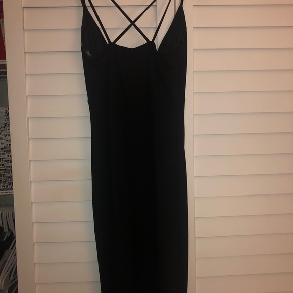 The Vintage Shop Deep V Plunge Black Midi Dress S - Picture 6 of 6